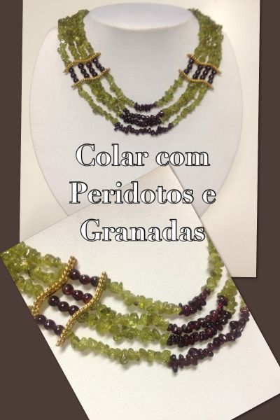 Colar de peridotos com granadas